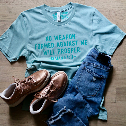 no weapon formed against me will prosper unisex cotton t-shirt