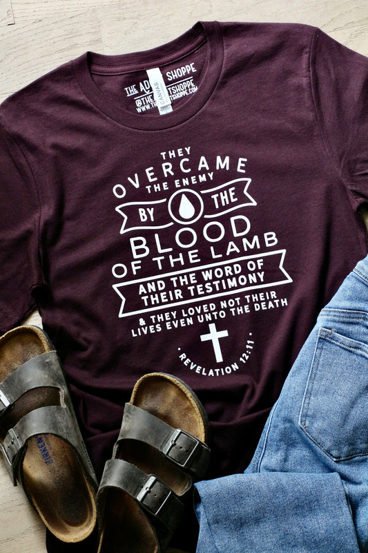 they overcame by the blood of the Lamb unisex cotton t-shirt