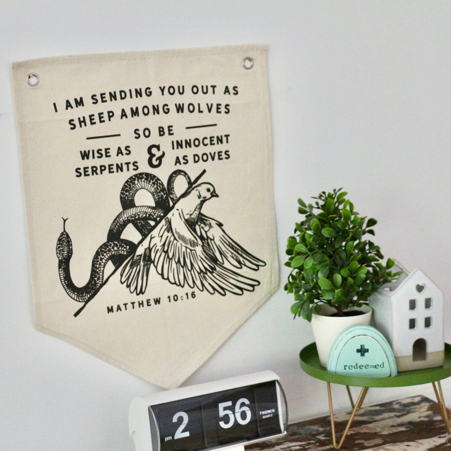 wise as serpents innocent as doves natural canvas wall flag