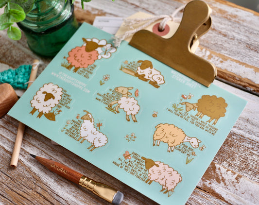 Psalm 23 the Lord is my Shepherd sheep waterproof vinyl sticker decal sheet