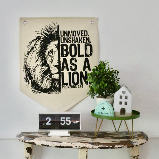 bold as a lion natural canvas wall flag
