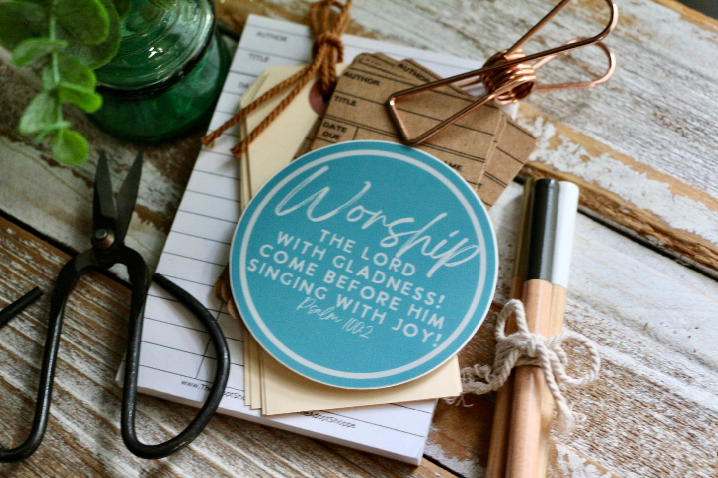 WORSHIP the Lord with gladness (Psalm 100:2) waterproof vinyl sticker decal