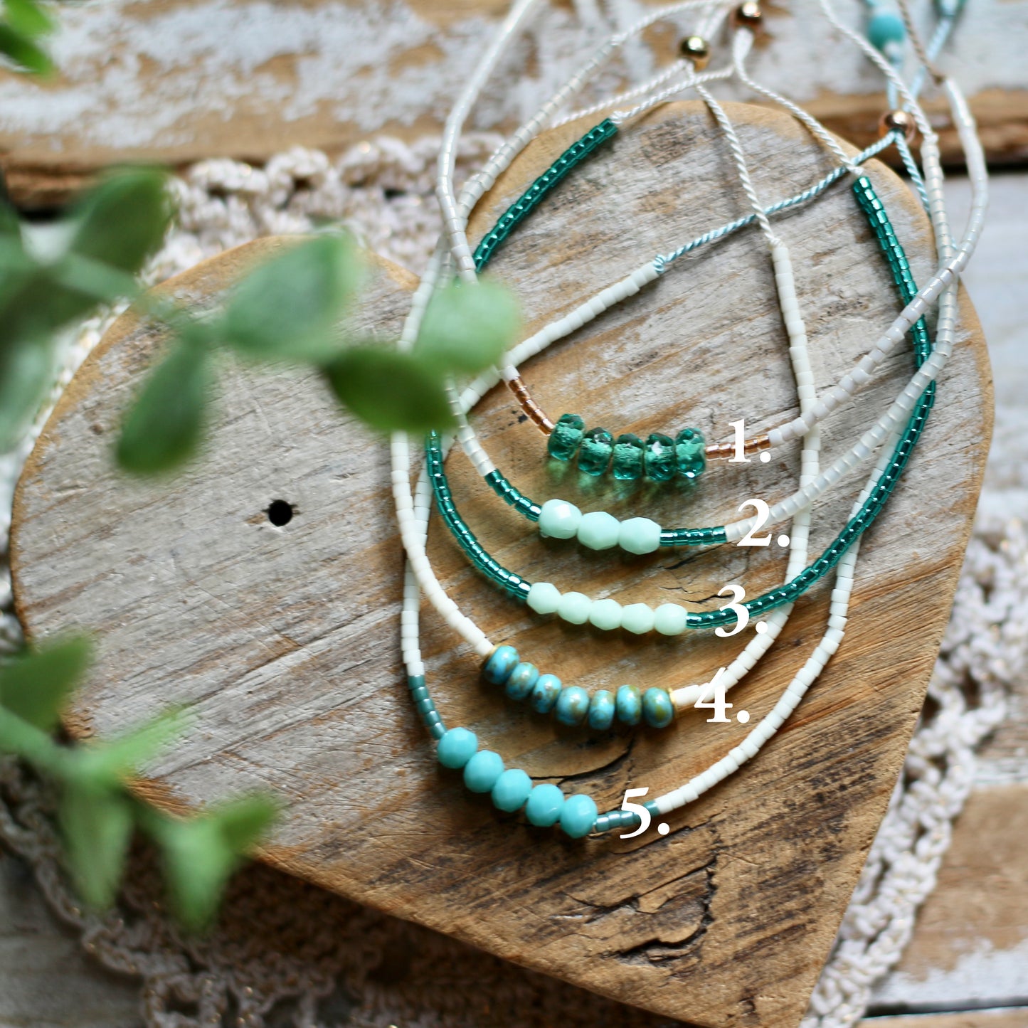 dainty silk cord adjustable beaded bracelet (turquoise)