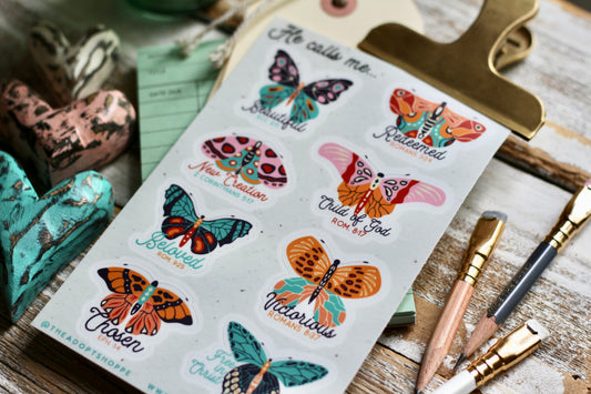 butterfly waterproof vinyl sticker decal sheet