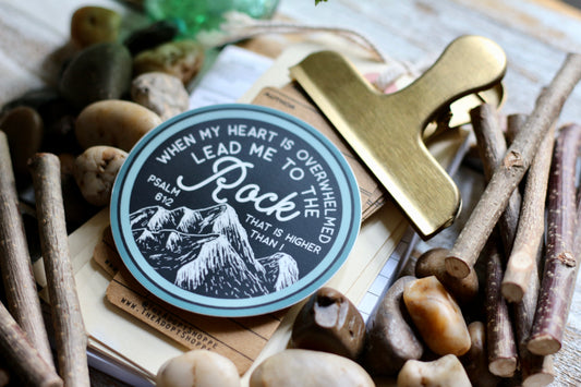 lead me to the Rock black & teal (Psalm 61:2) waterproof vinyl sticker decal