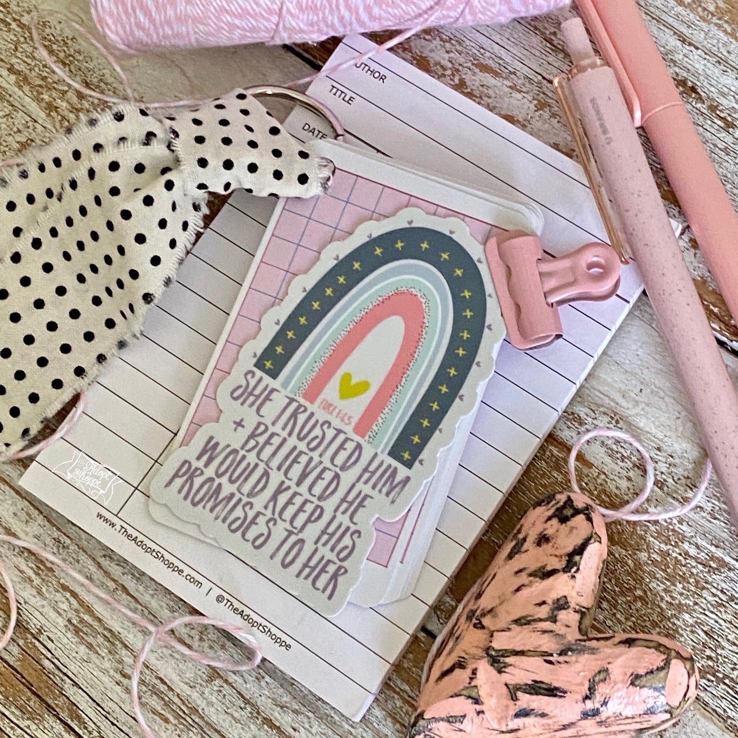 He keeps His promises rainbow (Luke 1:45) sticker