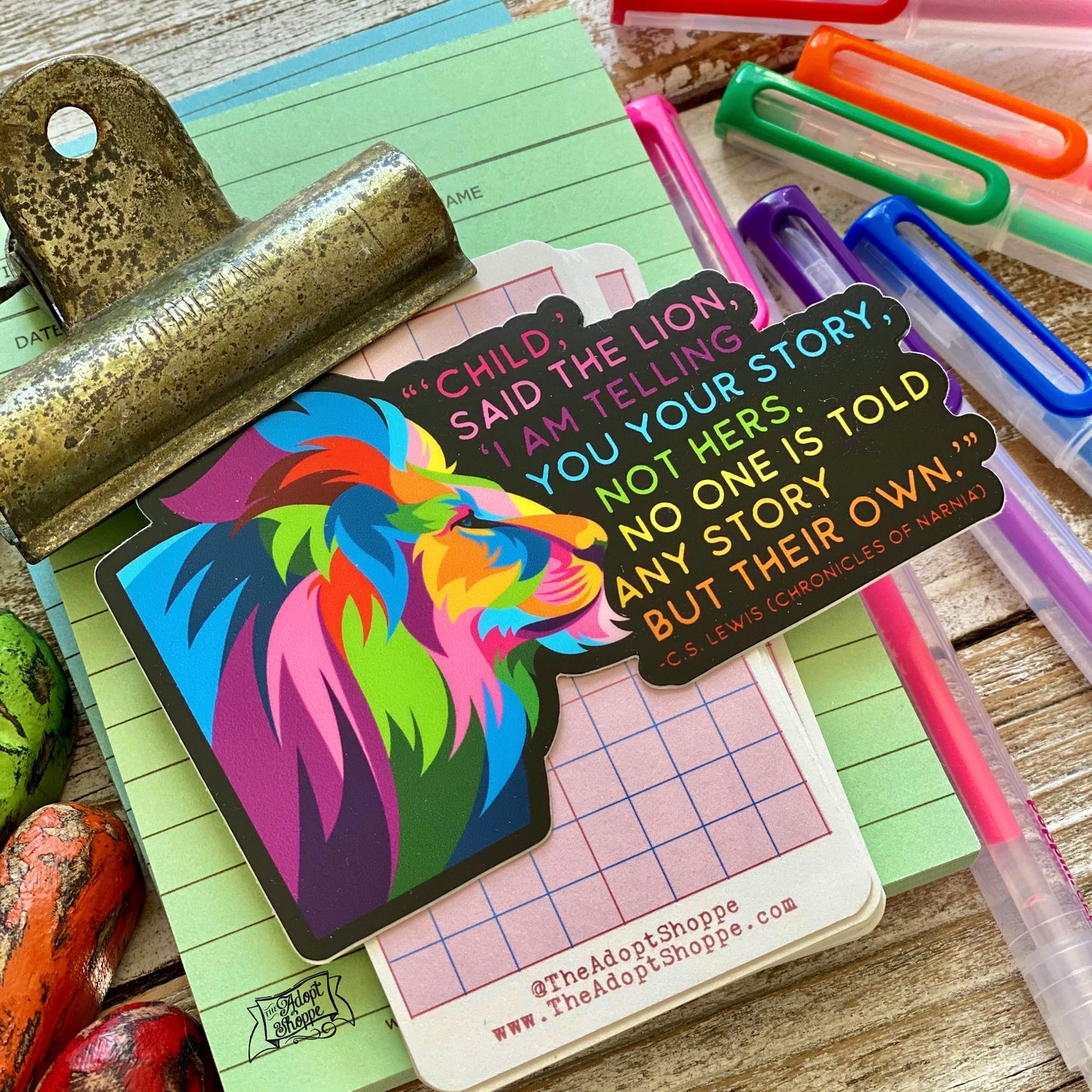 no one is told any story but their own (CS Lewis) lion vinyl sticker