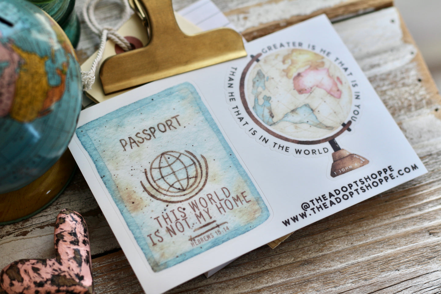 passport globe waterproof vinyl sticker sheet