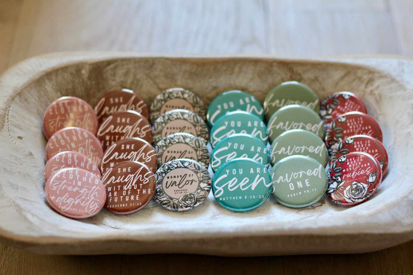 woman of valor (Proverbs 31:10) flair button pin / magnet / flat back