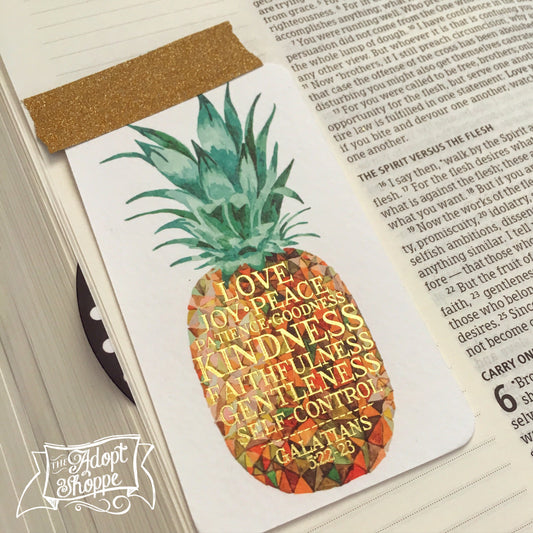 pineapple fruits of the Spirit gold foil #TheAdoptShoppecard (rectangle)