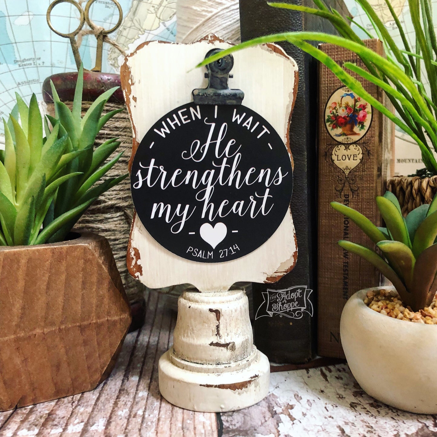 when I wait He strengthens my heart (Psalms 27:14) #TheAdoptShoppecard