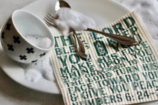 the Lord bless you & keep you (Numbers 6:24-26) the blessing - Swedish dishcloth