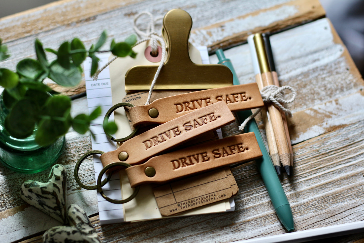 DRIVE SAFE leather keyring (camel/natural)