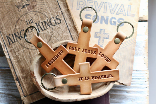 cross leather keyring (camel/natural)