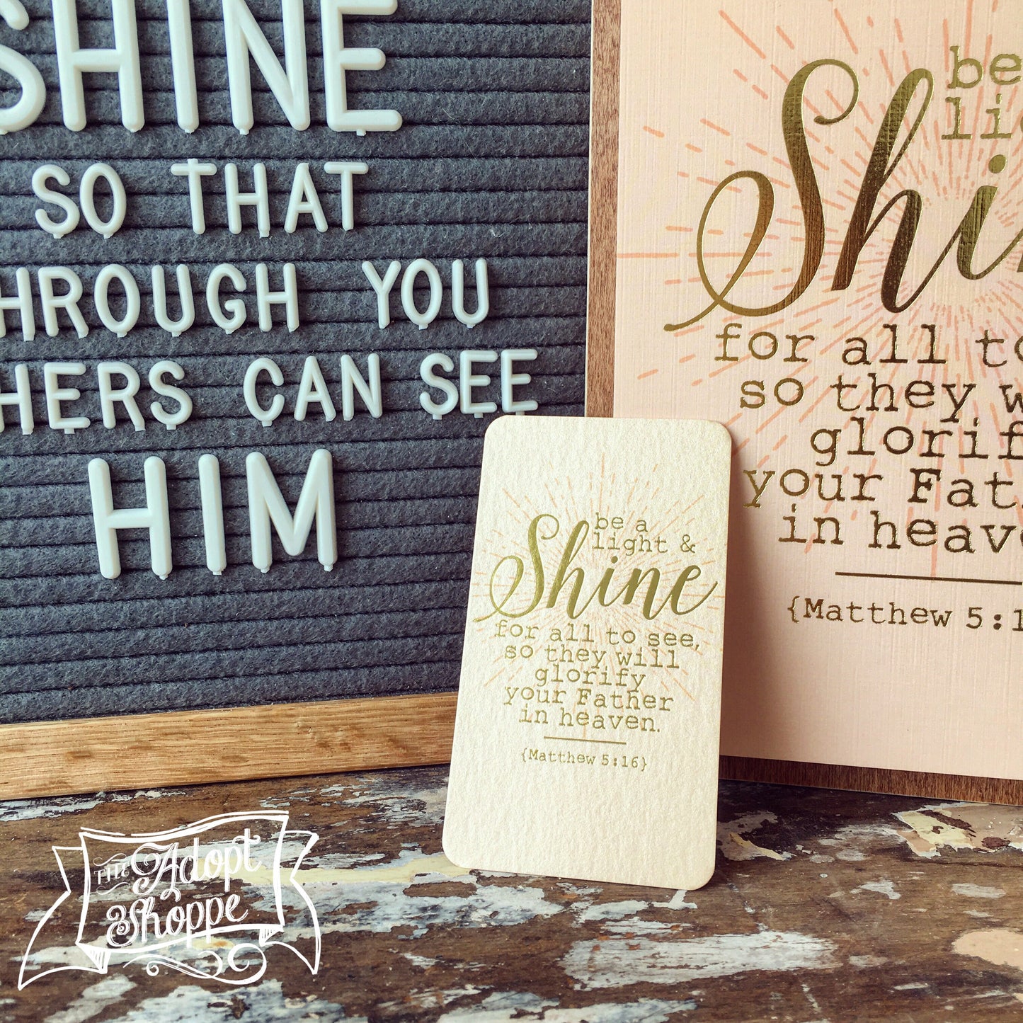 shine peach gold foil #TheAdoptShoppecard