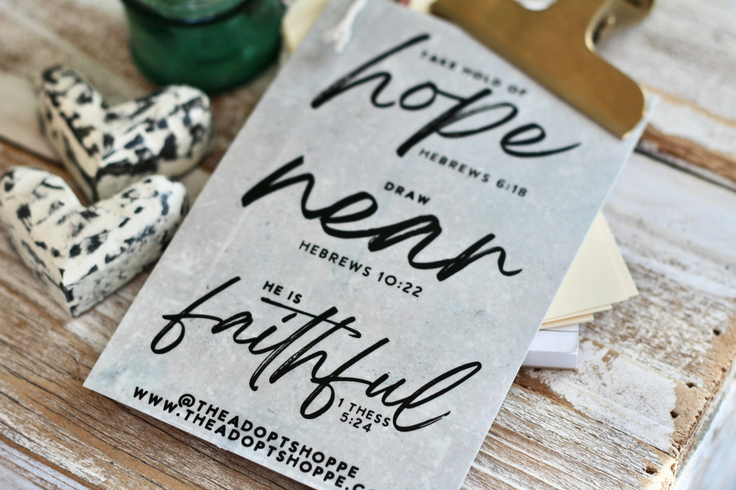hope / draw near / faithful waterproof vinyl sticker decal sheet