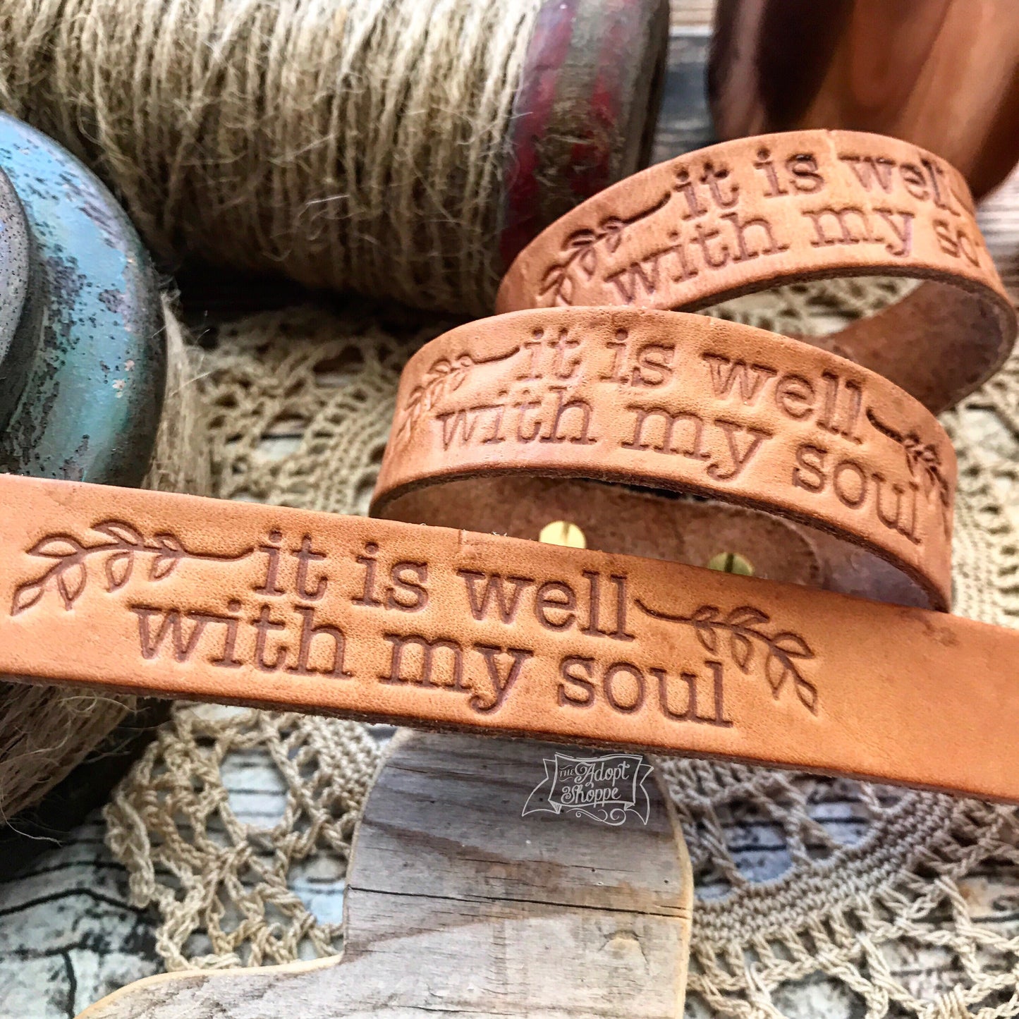it is well with my soul (camel/natural) leather cuff