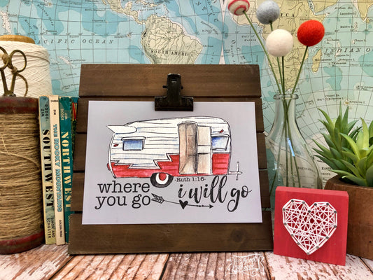 where you go I'll go 5"x7" red camper print