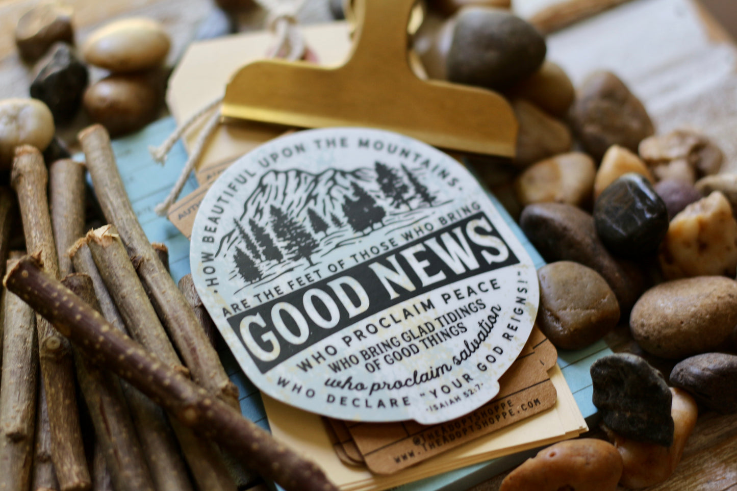 beautiful upon the mountains are the feet of those who bring good news mission (Isaiah 52:7) vinyl sticker