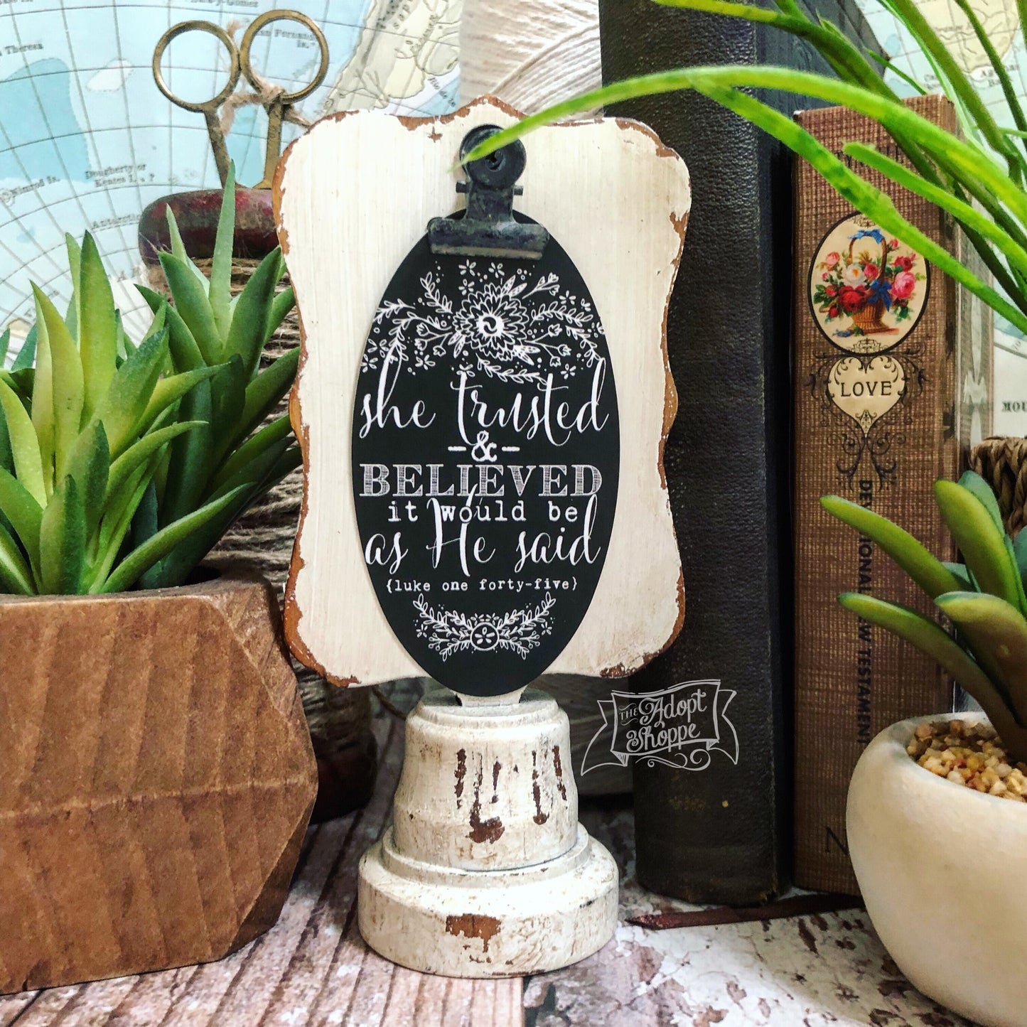 she trusted and believed it would be as He said (Luke 1:45) #TheAdoptShoppecard (oval)