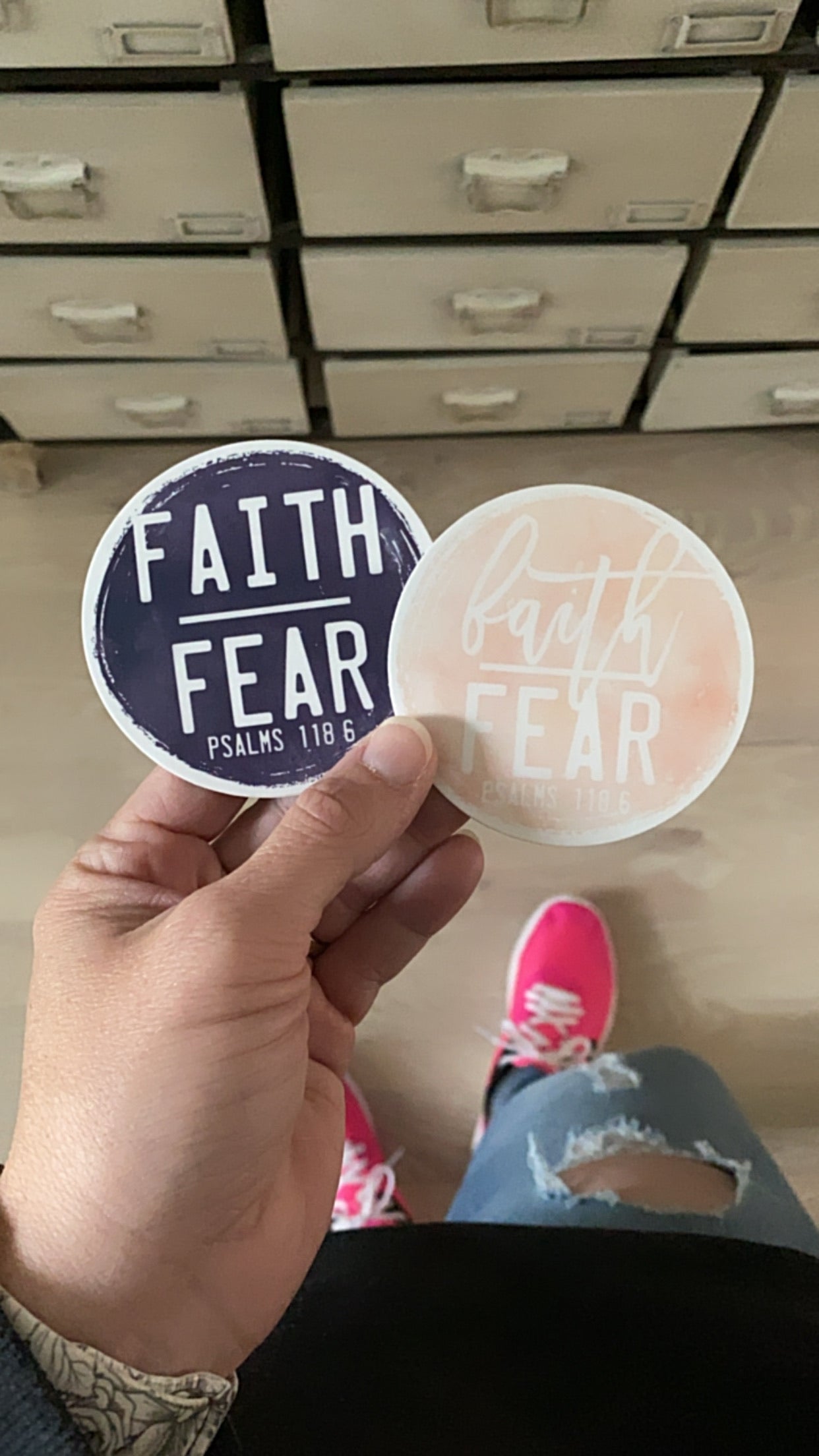 faith over fear NAVY vinyl sticker