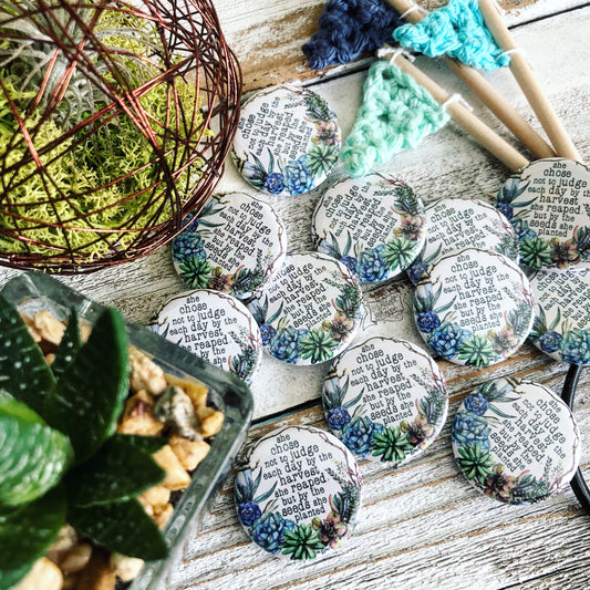 seeds she planted succulent flair button pin / magnet / flat back
