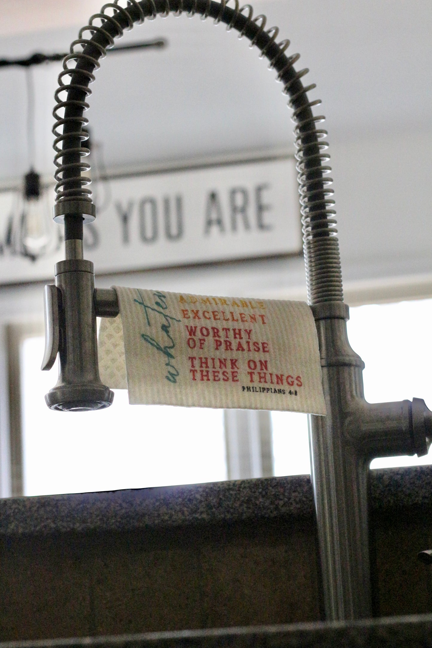 think on these things - whatever - (Philippians 4:8) - Swedish dishcloth