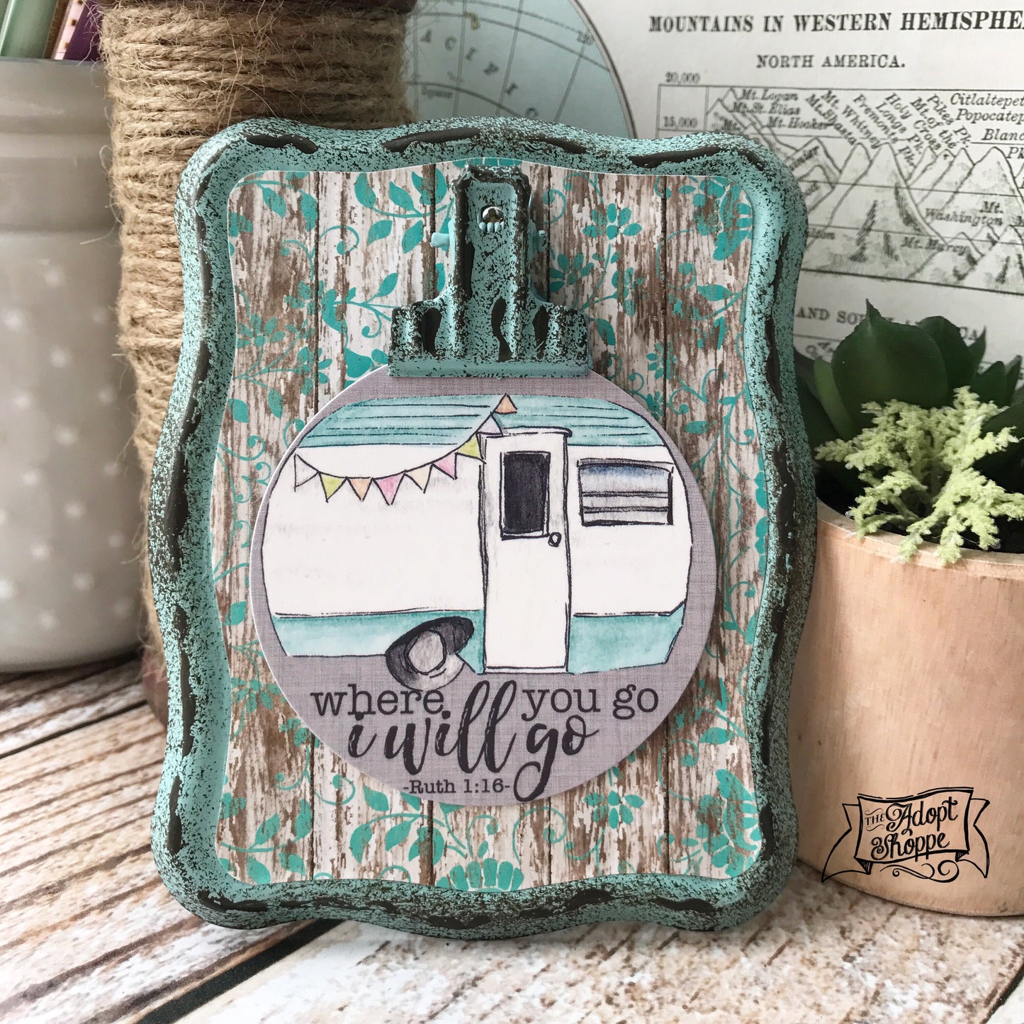 where you go I'll go vintage camper #TheAdoptShoppecard (aqua)