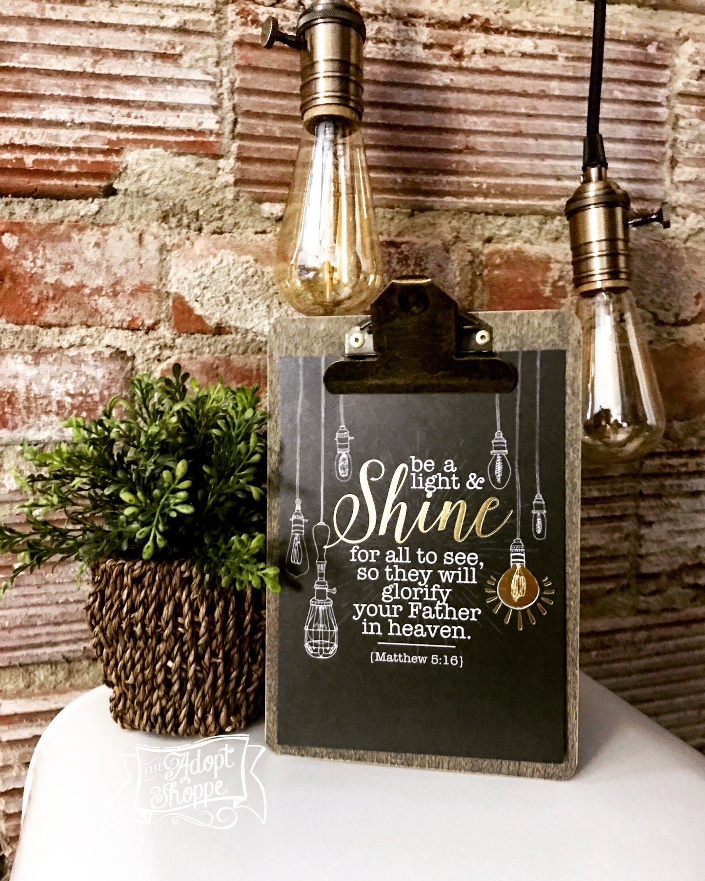 vintage lightbulb SHINE gold foil 5"x7" print