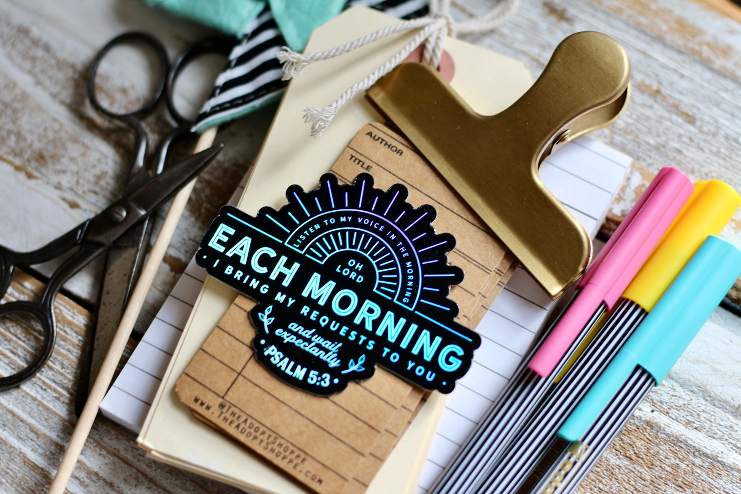 each morning I bring my requests to You & wait expectantly (Psalm 5:3)black hologram waterproof vinyl sticker decal