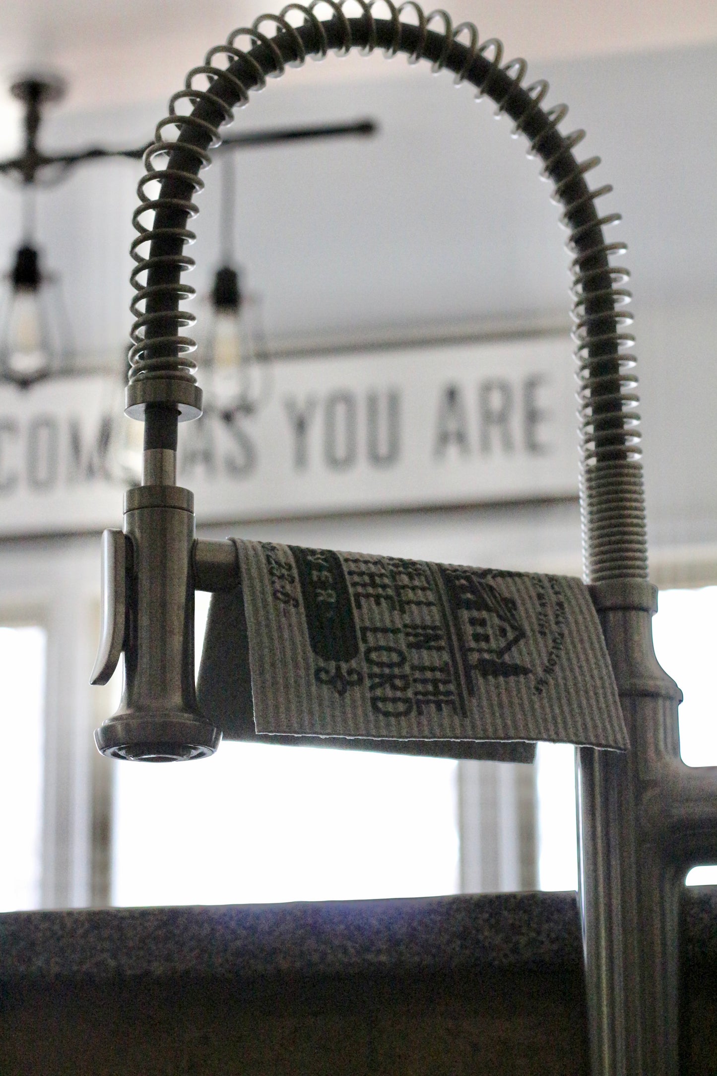 surely goodness & mercy will follow me - I will dwell in the house of the Lord forever (Psalms 23:6) - Swedish dishcloth