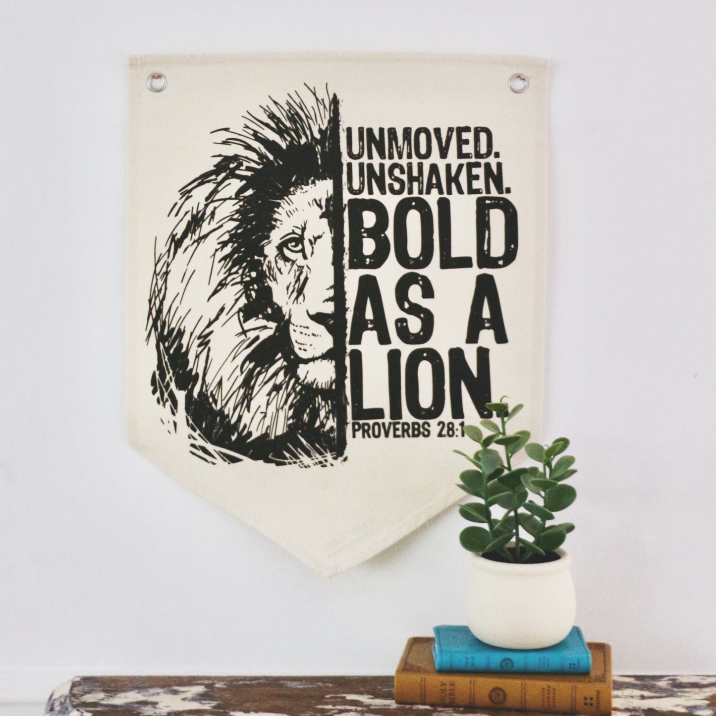 bold as a lion natural canvas wall flag