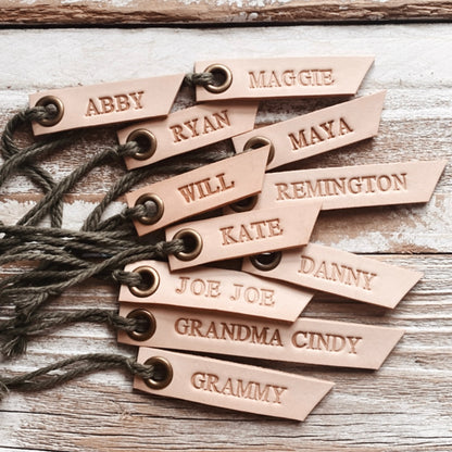 custom hand stamped leather tags (natural unpainted)