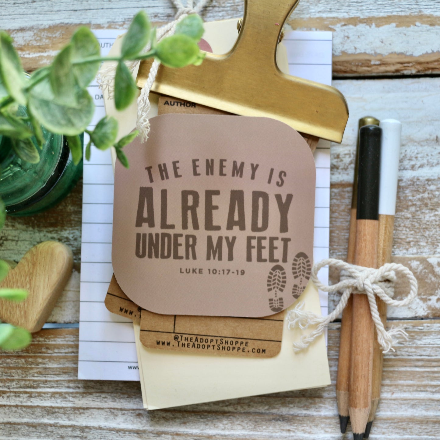 the enemy is already under my feet (Luke 10:17-19) #TheAdoptShoppecard