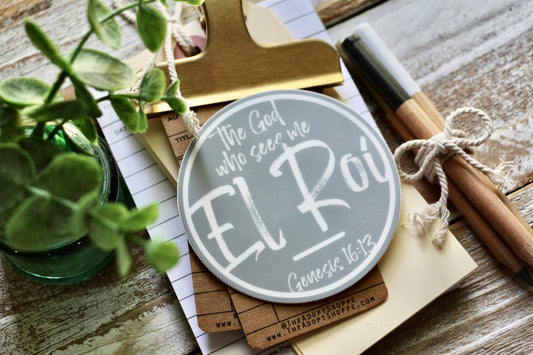 El Roi - the God who sees me (round) waterproof vinyl sticker decal