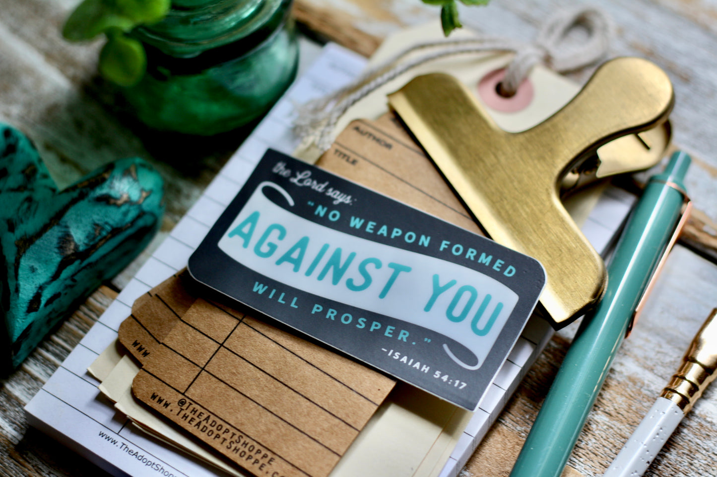 no weapon formed against you will prosper (Isaiah 54:17) waterproof vinyl sticker decal