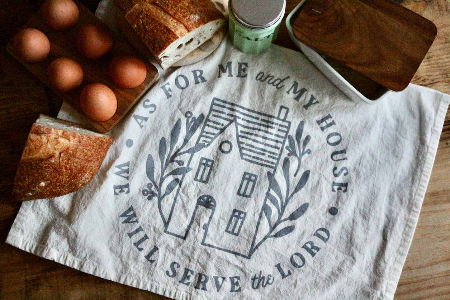 as for me and my house we will serve the Lord cotton tea towel