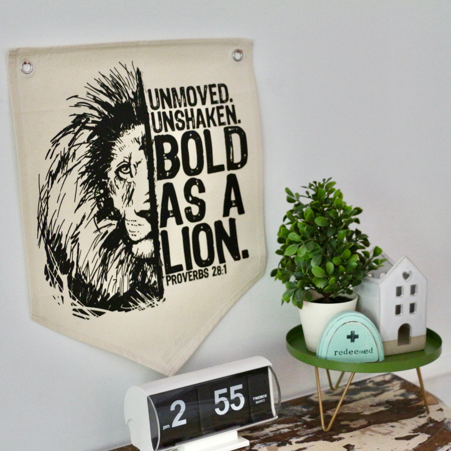 bold as a lion natural canvas wall flag