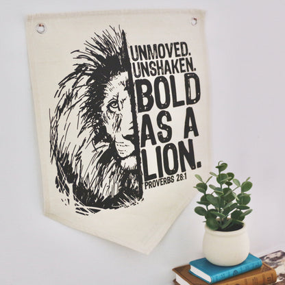 bold as a lion natural canvas wall flag