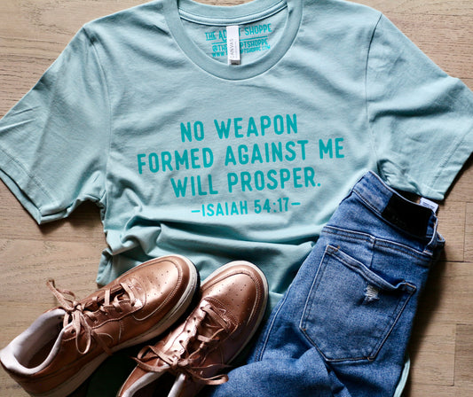 no weapon formed against me will prosper unisex cotton t-shirt