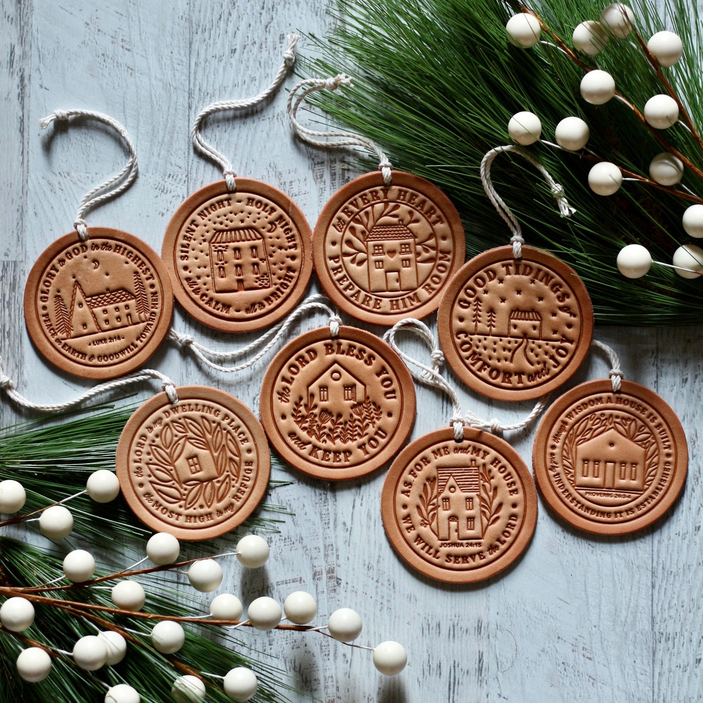 the Lord is my dwelling place & refuge - leather hand-stamped ornament
