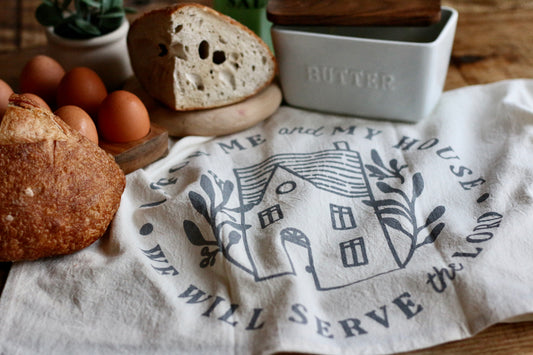 as for me and my house we will serve the Lord cotton tea towel