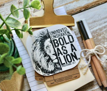 unmoved. unshaken. BOLD as a LION (Proverbs 28:1) #TheAdoptShoppecard