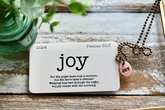 TINY OVAL custom OLW hand-stamped copper necklace with mini flashcard