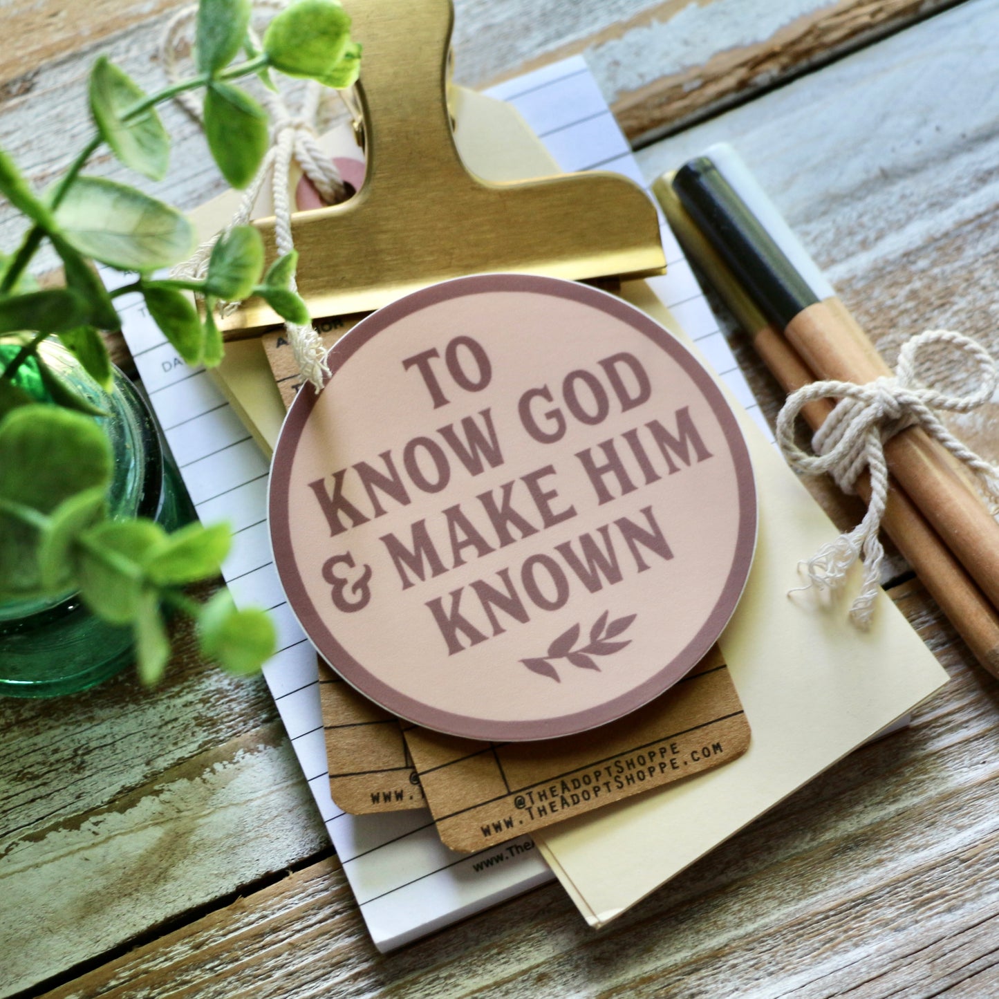 to know God & make Him known (round) waterproof vinyl sticker decal