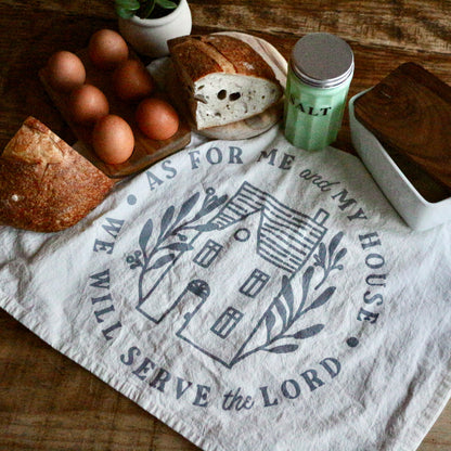 as for me and my house we will serve the Lord cotton tea towel