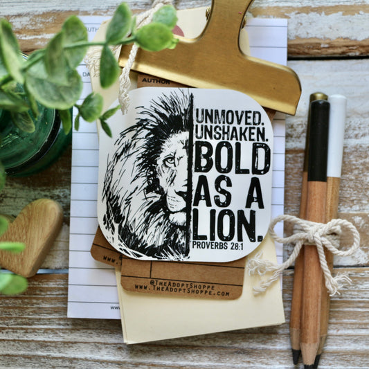 unmoved. unshaken. BOLD as a LION (Proverbs 28:1) #TheAdoptShoppecard