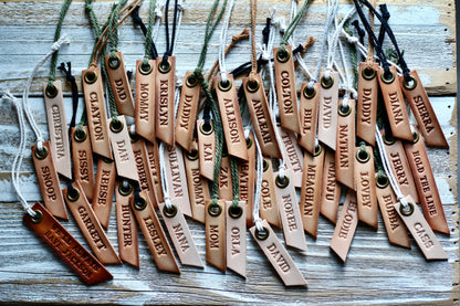 custom hand stamped leather tags (natural unpainted)