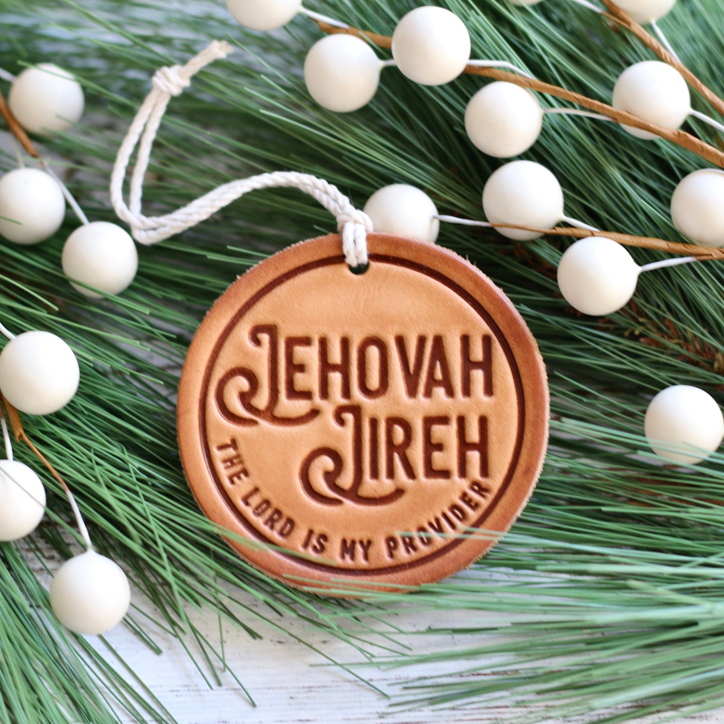 Jehovah Jireh - the Lord is my provider - leather hand-stamped ornament