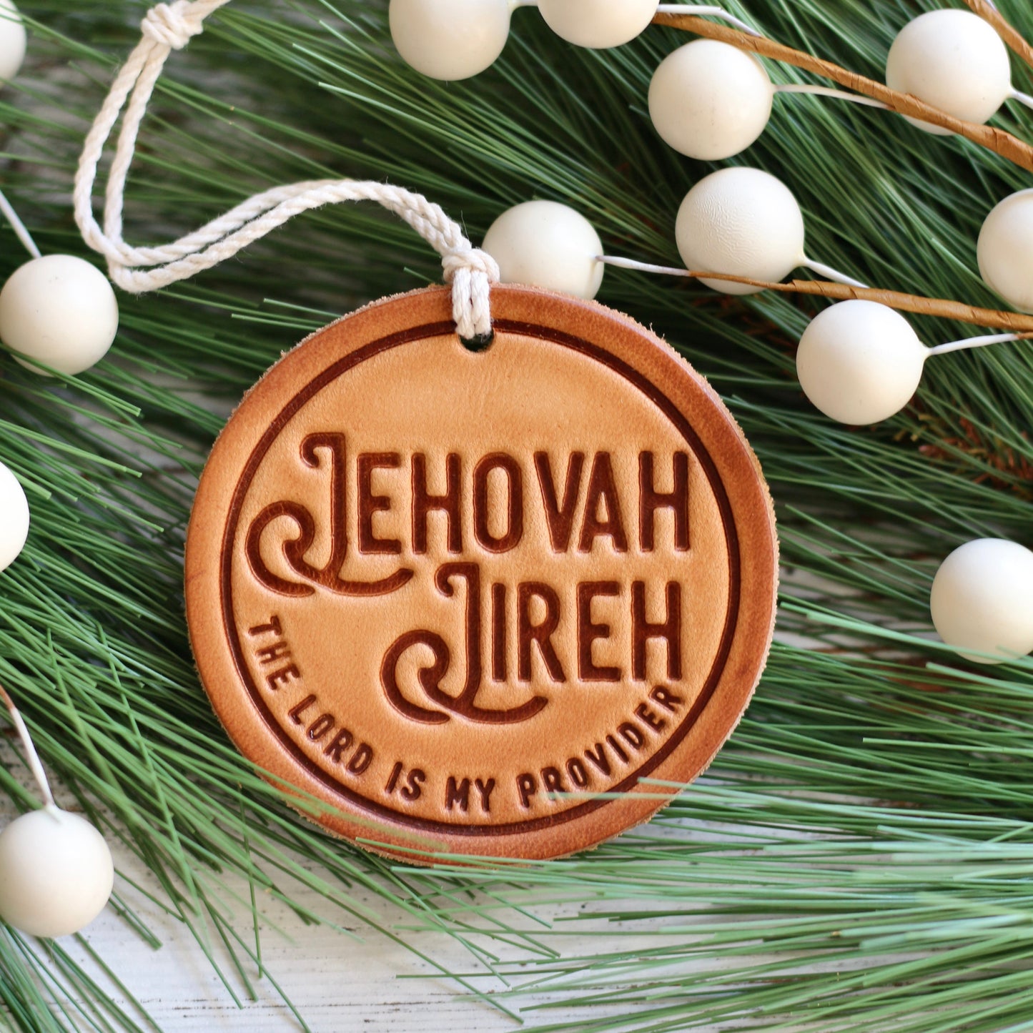 Jehovah Jireh - the Lord is my provider - leather hand-stamped ornament